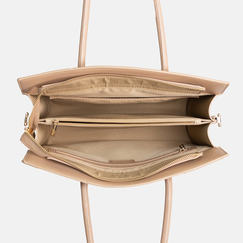 Dannari Beige Elongated Handle Tote Bag