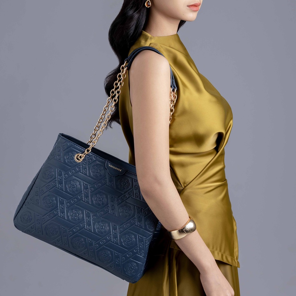 Myat Lay Ngone Midnight Blue Chain Tote Bag
