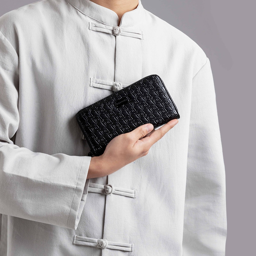 Myat Lay Maung Black Zip Around Wallet