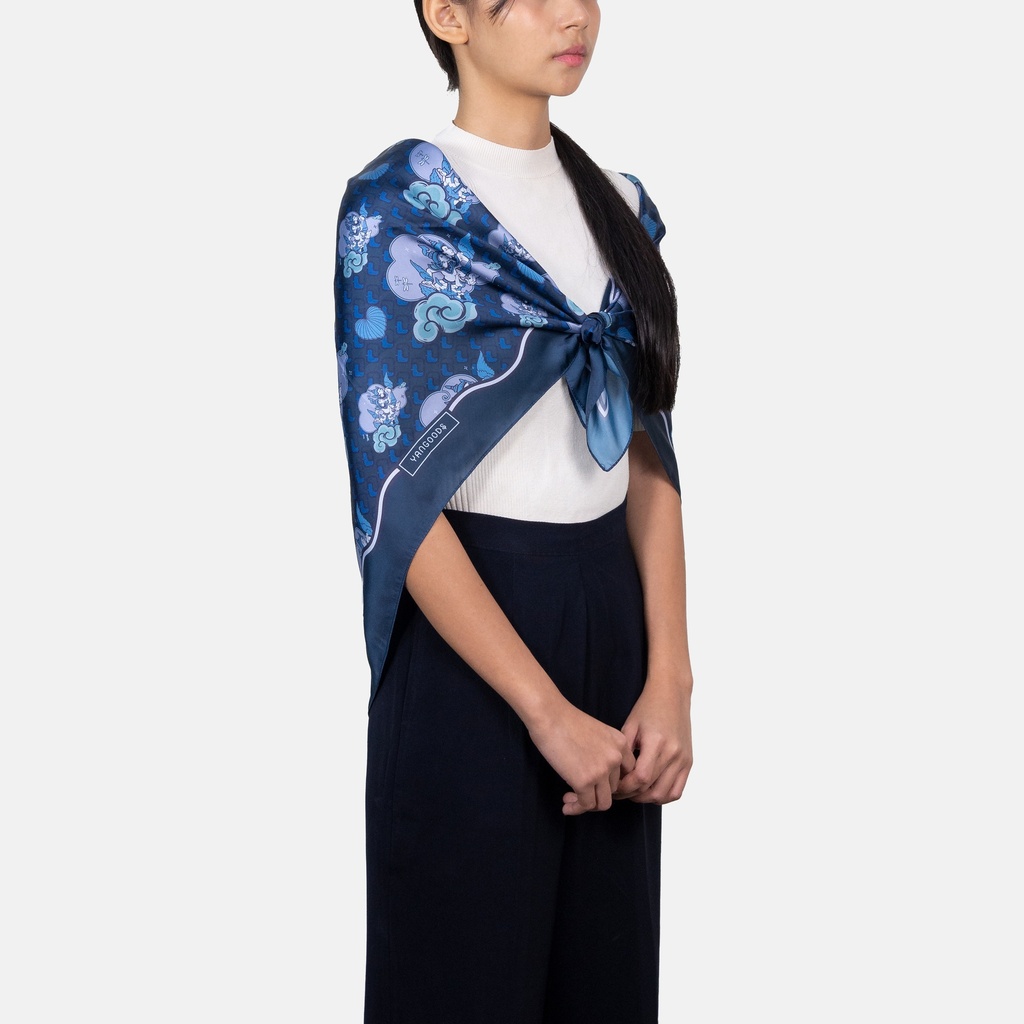 Swal Taw Navy Square Scarf