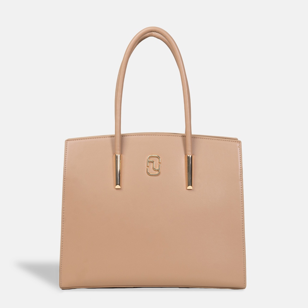 Dannari Beige Elongated Handle Tote