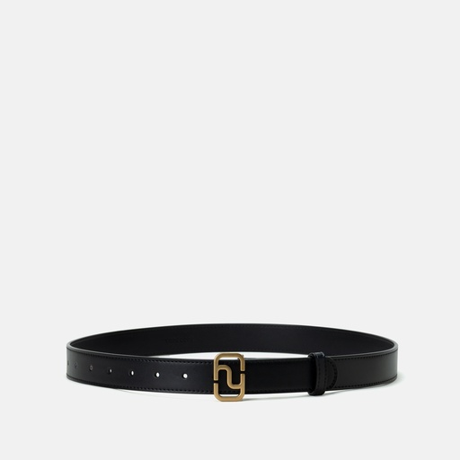 [YG8R8802B] Women Monogram  Buckle Black Leather Belt