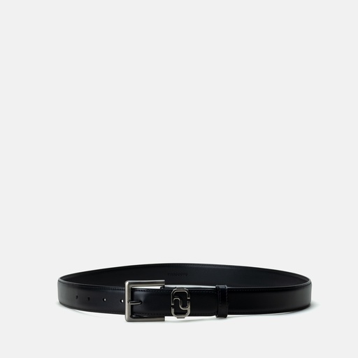 [YG8R8801B] Men Monogram  Buckle Black Leather Belt