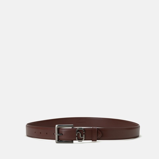 [YG8R8801W] Men Monogram  Buckle Saddle Brown Leather Belt
