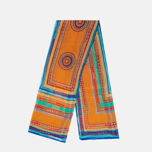 [YG8E2901U] Akha Orange Rectangular Scarf