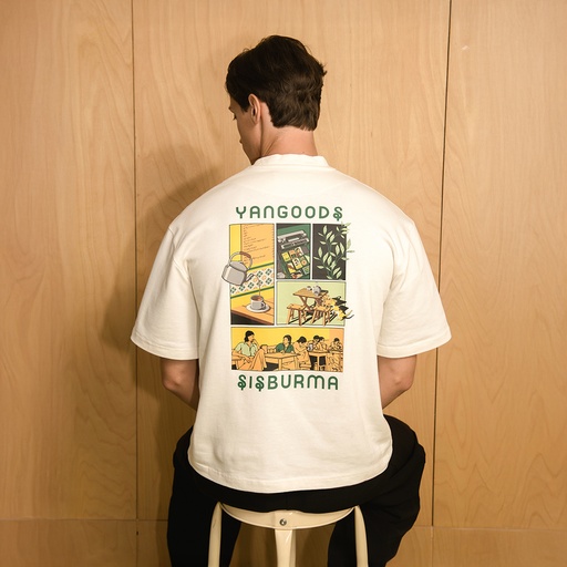 [10010241003] Yangoodsisburma White Graphic Premium Cotton Tee Large