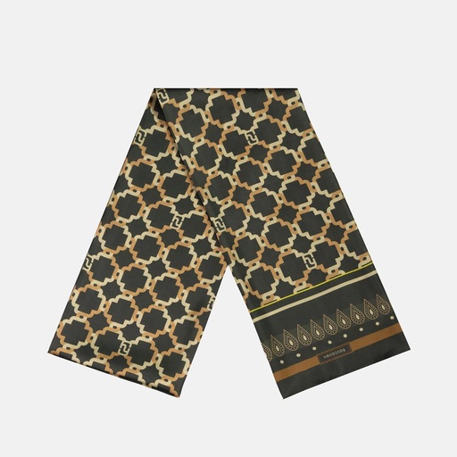 [YG11A2902H] Htarwara Dark Olive Rectangular Scarf